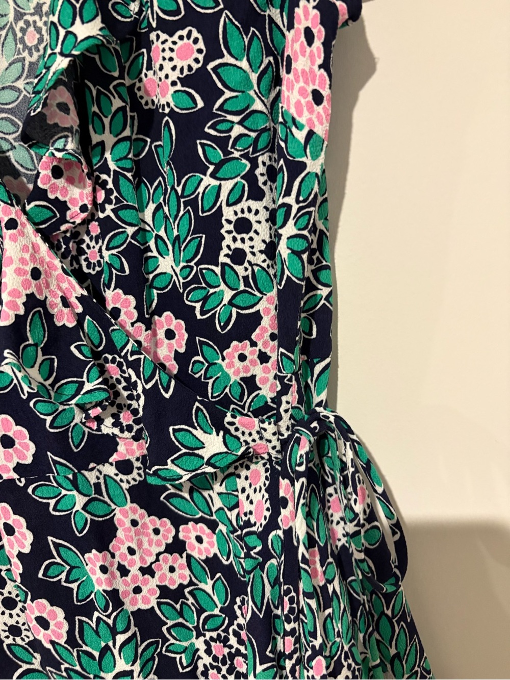 Draper James Tropical floral wrap dress green pink size 0 - Picture 4 of 7